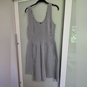 Banana Republic Striped Ponte Fit-and-Flare Stretch Dress Size 10